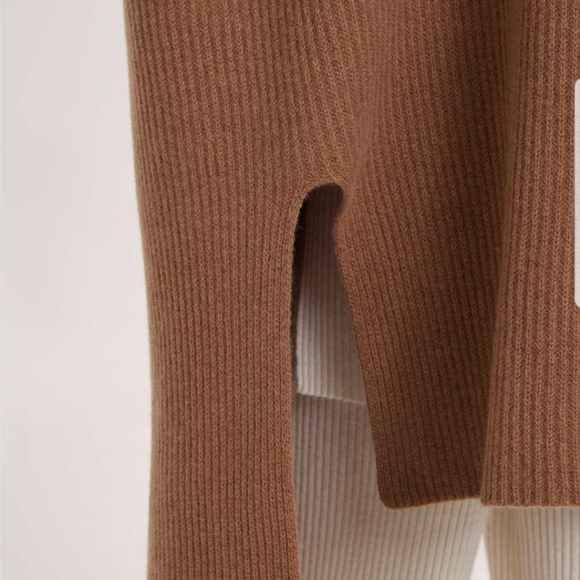 Asymmetric Wool Turtleneck Poncho in Mustard (Camel) - Nap Loungewear - Picture 4 of 10